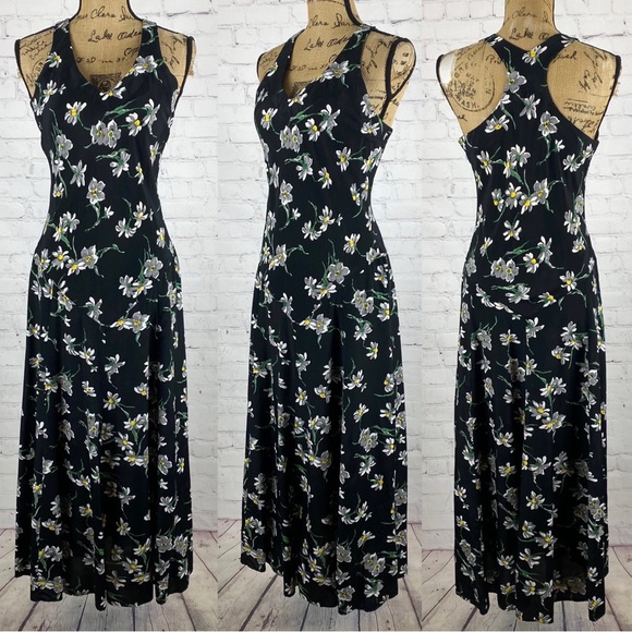 Affinity Black Racerback Daisy Print Maxi - Picture 1 of 2